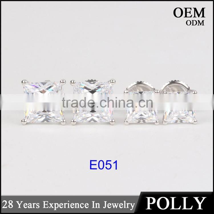 14KT solid gold princess cut AAAAA CZ earrings jewelry manufacturers