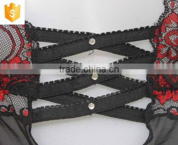 2016 sexy back bandage Chinese lace silk babydoll dress lingerie