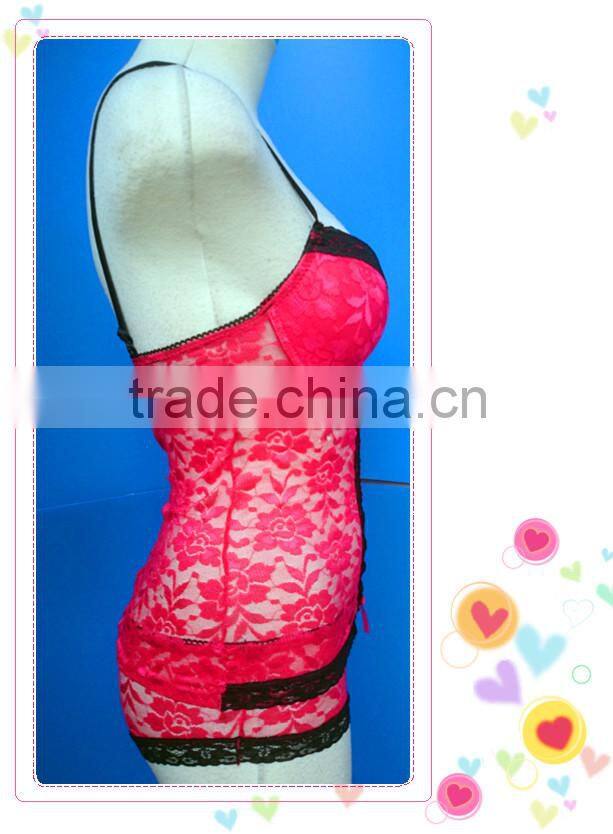 New design printting lace lingerie photo, sexy hot fashion show babydoll