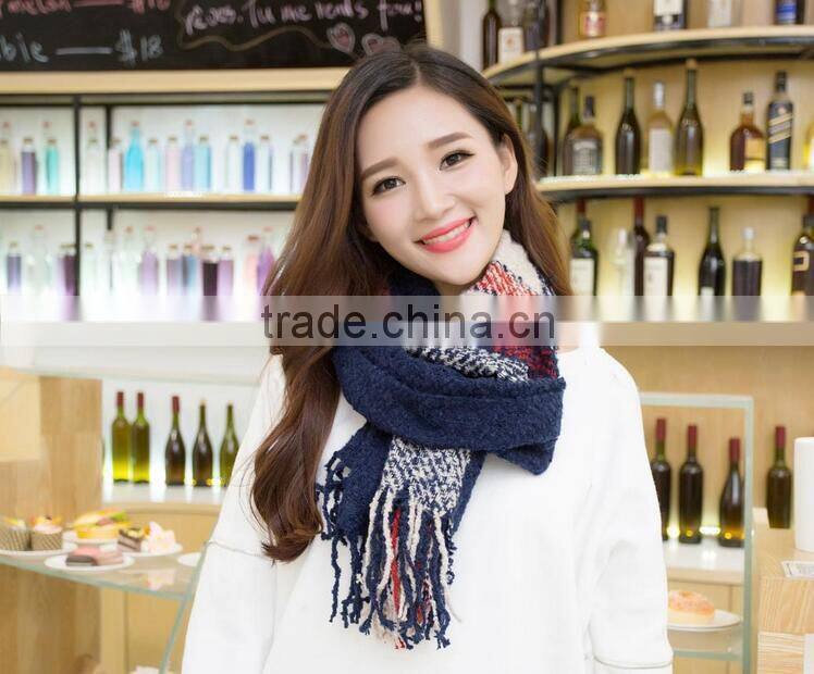 New Warm Winter Mohair Tassel Plaid Fashion Ladies Neck Scarf