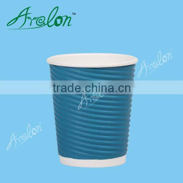 Factory sale custom logo design ripple wall paper cup for drinking