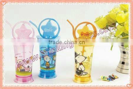 HOT! Highest quality food grade plastic cup with straw