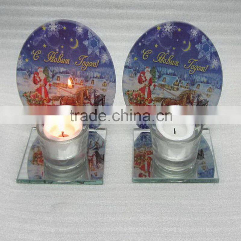 decal glass candle holder for christmas decoration and gifts
