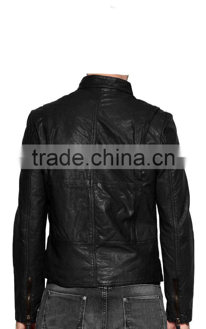 CLASSIC AND SUAVE LEATHER BIKER JACKET FOR MEN