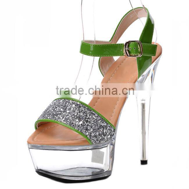 8 Inch High Heel Rhinestone Stilettos Ladies Fashion Sexy Crystal Shoes Hand Made Clear PVC Slippers