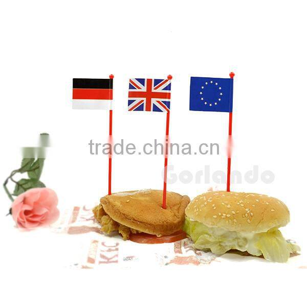 Design promotional wood national topper flag toothpick