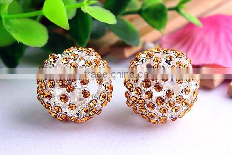 AAA Quality 20mm large fashion alloy rhinestone ball crystal bubblegum loose charm beads for DIY jewelry making!!