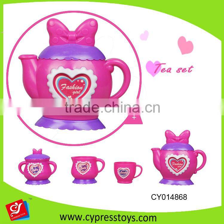 Pink tea play set with snack for girl