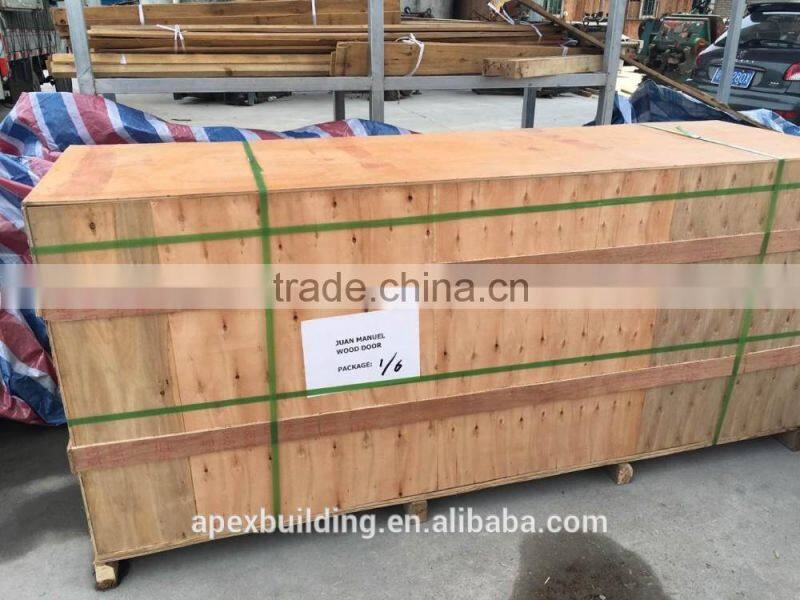 Exterior swing mahogany solid wood double leaf main entrance door