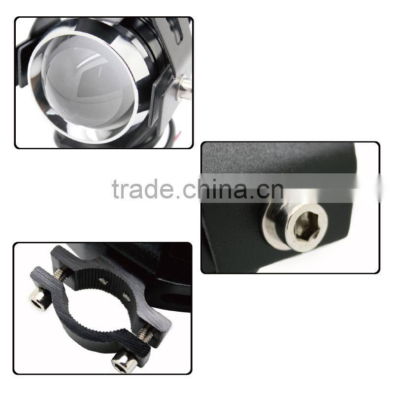 Super Bright 15w LED Motorcycle Light Black/Silver/Golden/Blue Case U5 LED Driving Fog Spot Beam HeadLight For Electric Bike