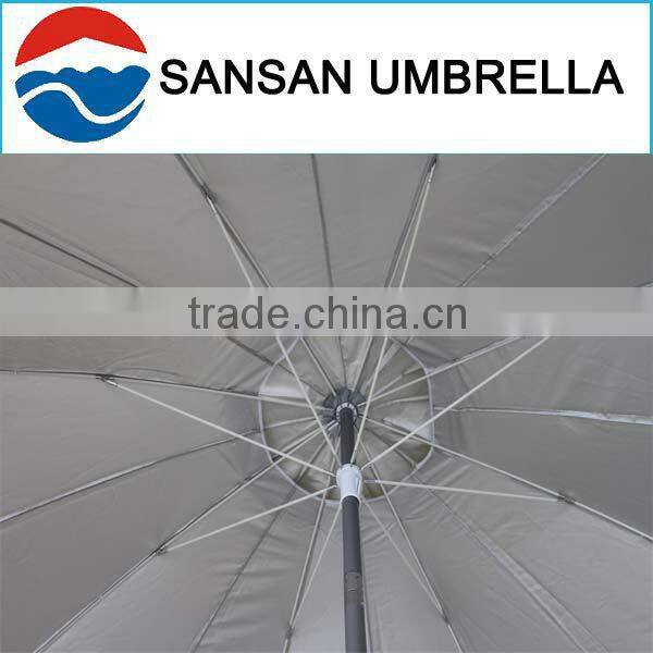 240CM wholesale Oxford fabric light-yellow fibre glass with tilt and lace beach sun umbrella