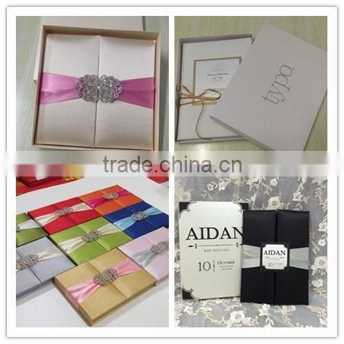 Thailand style white luxury Silk invitation box with beautiful brooch