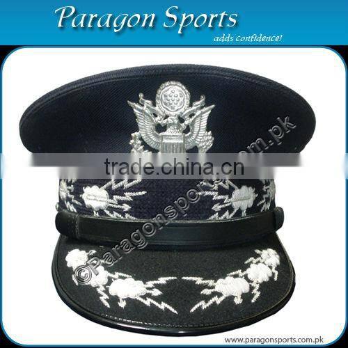 Military Khaki Peak Cap with Double Row hand embroidery peak