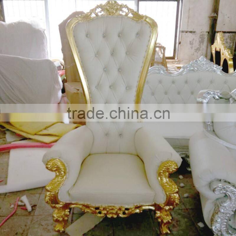 Cheap Golden Silver Classic Antique Reproduction Wooden Royal King Throne Chair