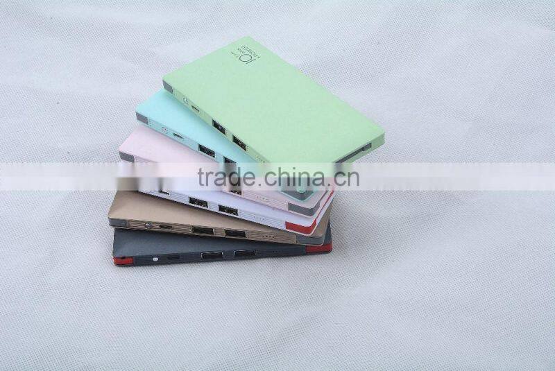 2016 new ultra slim 2 USB port 10000mah power bank