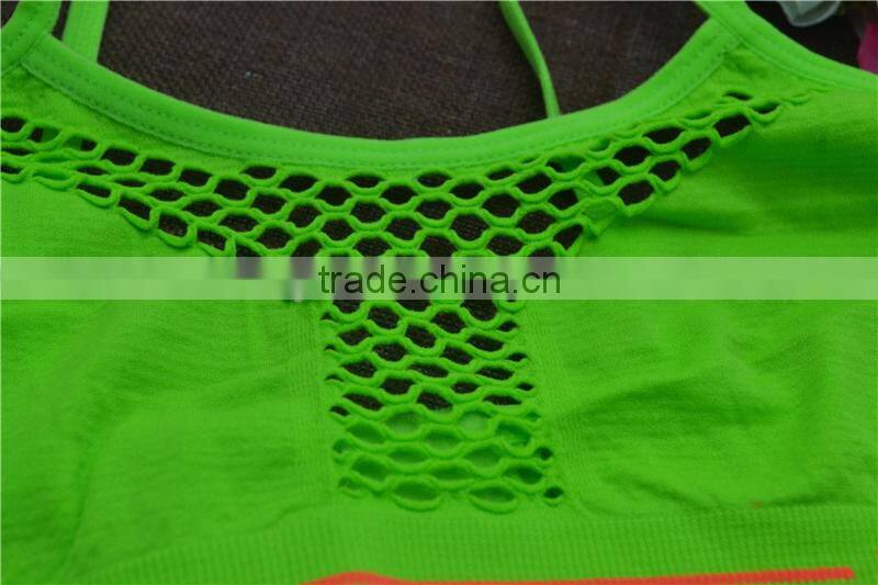 Seamless spandex cropped cami bra spaghetti strap layering tank top underwear