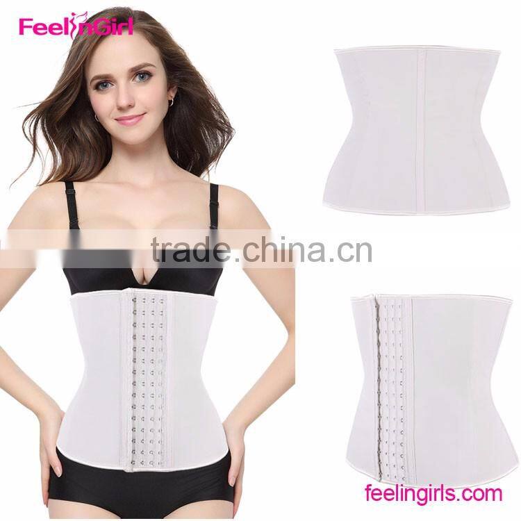High Quality Nude Latex Rubber 4 Row Hooks Waist Trainer Corset