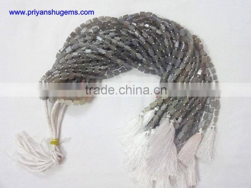 Gray Gem Handmade 6 x 10-8 x 12 mm surface roll shape, 16 "chain length 100% natural gem