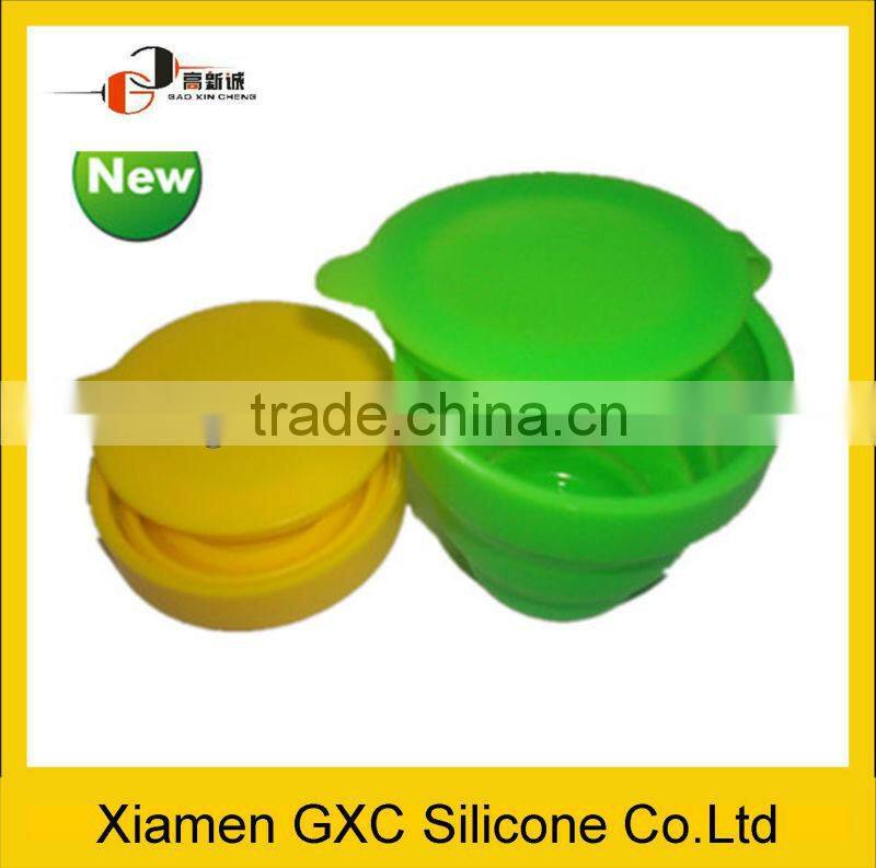travel camping folding silicone rubber cup with lid