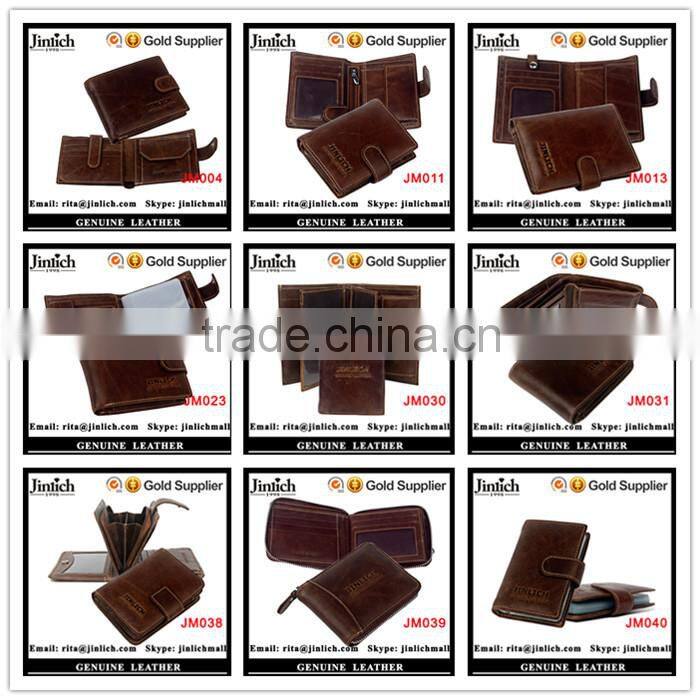 2016 customized top grain bifold RFID Mens Leather Wallet