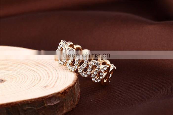 Less than one dollar fashion jewelry full jewelled rhinestone rose gold finger ring