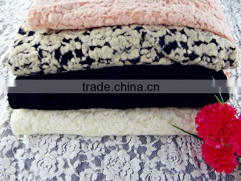 Double Color Printed suede fabric for beach casual clothing Wholesale Nylon Spandex Cotton lace fabric T-015