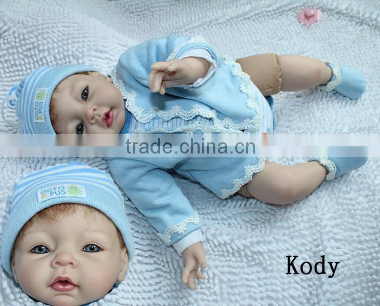 22inch silicone reborn baby doll wholesale fashion doll Blue handmade doll clothes newborn lifelike doll