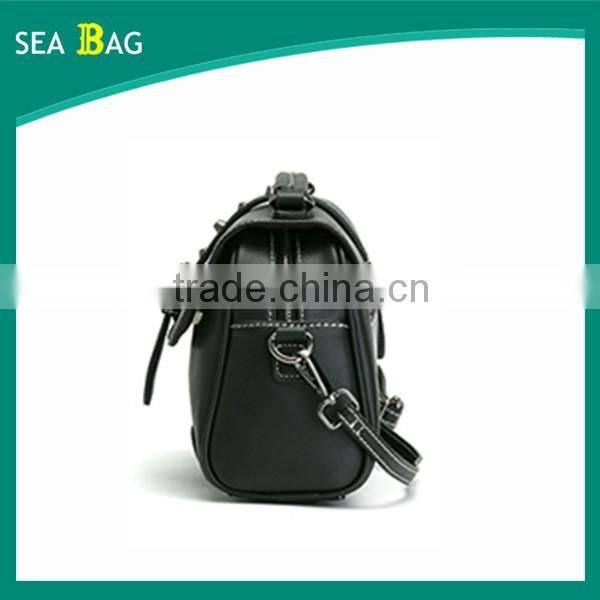 2016 Fashion Rivet Black Leather Satchel tote bag With Two Style Straps In Chinese Alibaba