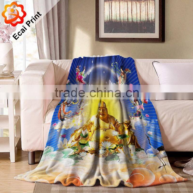 2016 fashion customize heat transfer printed flannel blanket