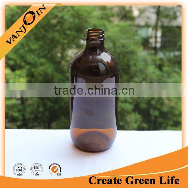Boston Round 16oz Amber Glass Bottle