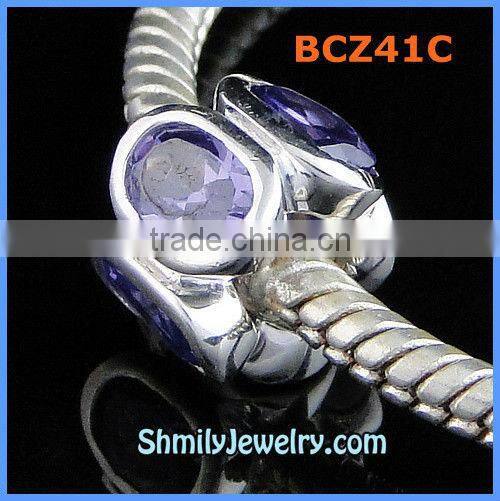 Wholesale Red CZ Rhinestone 925 Sterling Silver Spacer Beads BCZ40A