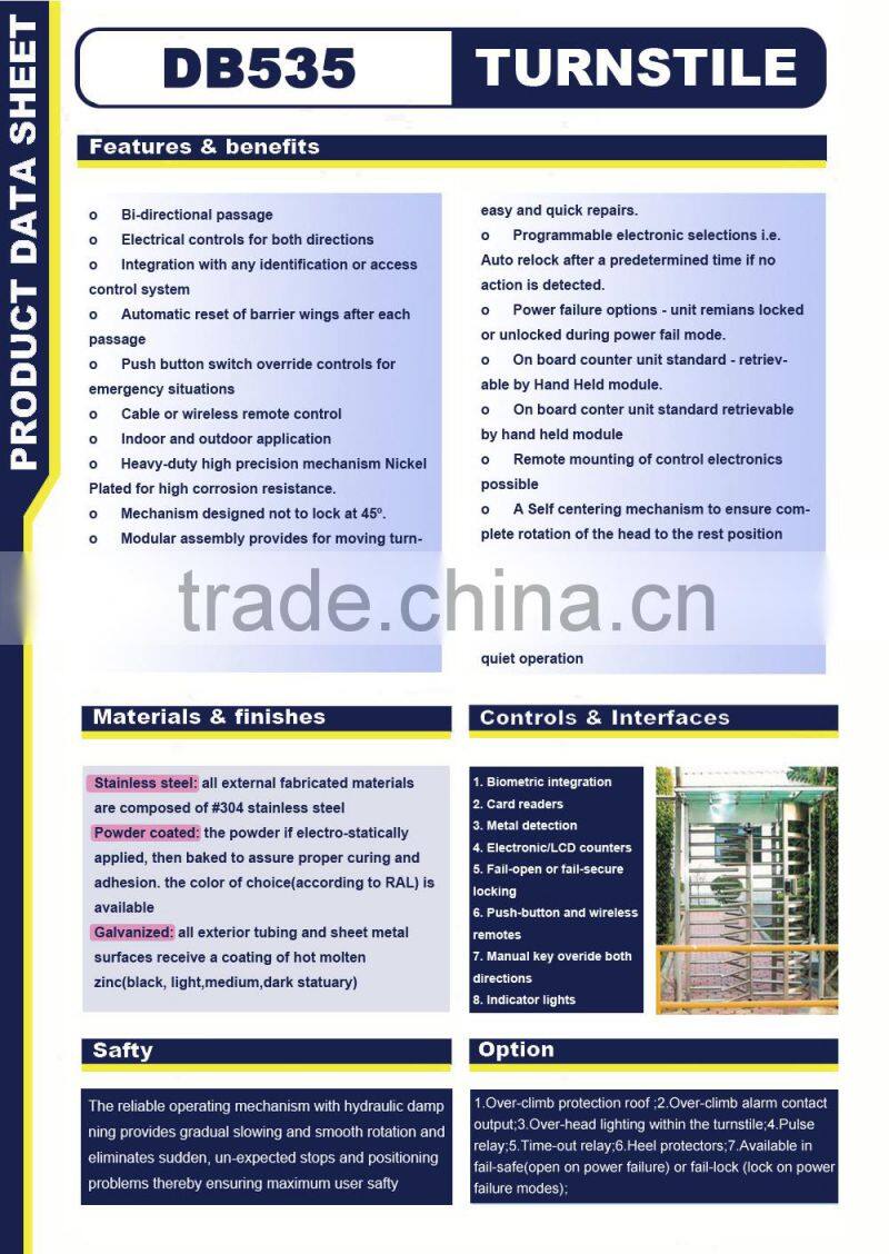 Alarming Sound Turnstile Dual Passage Rustproof Security Full Height Turnstile