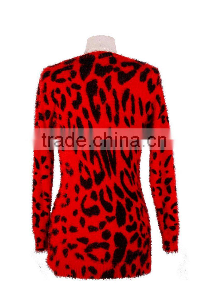 2015 new product Animal grain pullovers long knitting sweater for ladyI the long leisure sweater