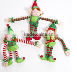 Custom long hand plush christmas elf toy/handmade plush christmas toys/christmas elf soft toy