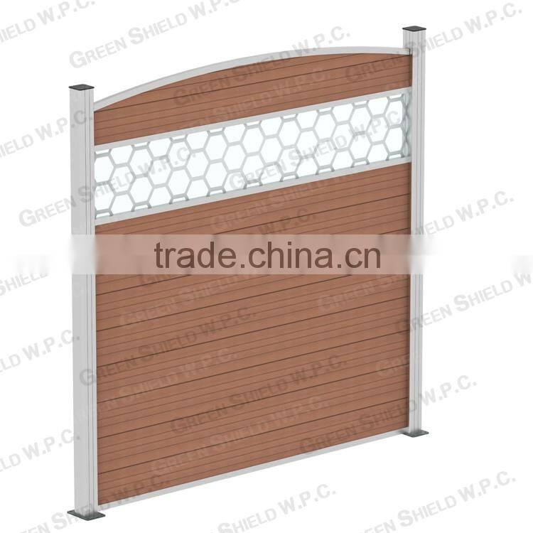 WPC/Wood Plastic Fence/Enclosure Wall 1.8m/2.0m/arc top rail/figured/glass