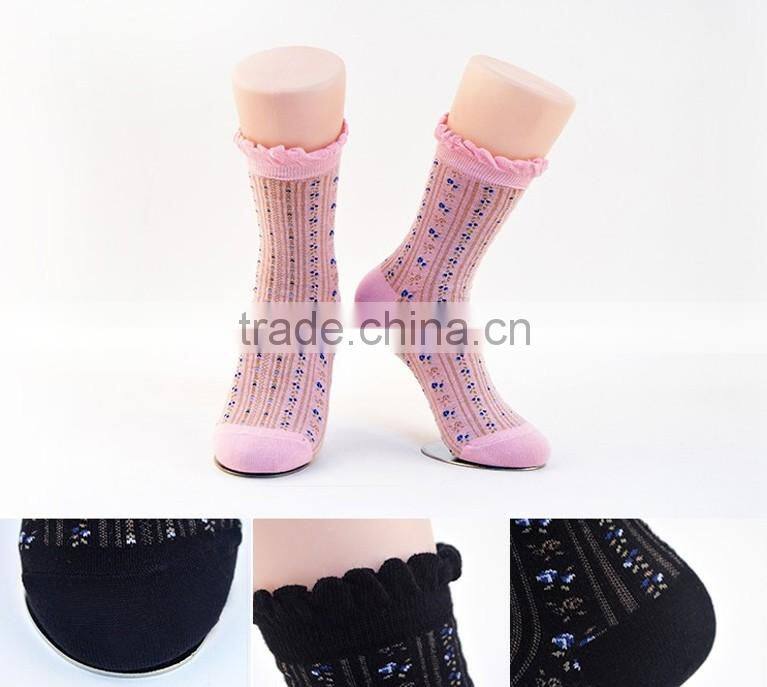 lady 200N fashion socks with fancy designs with ruffle welt on the socks sexy socks