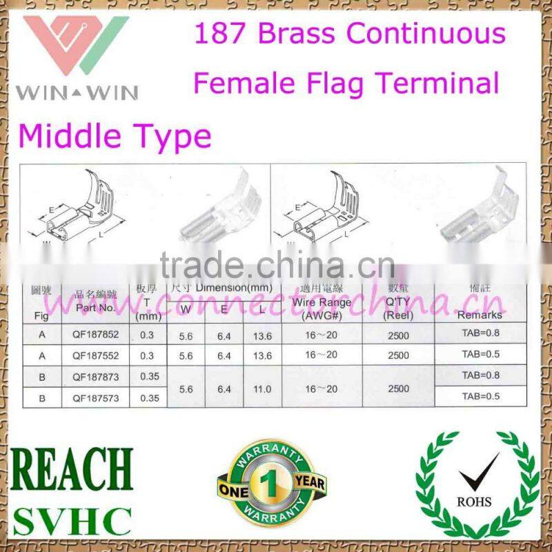 187 Brass continuous female flag Terminal Middle Type