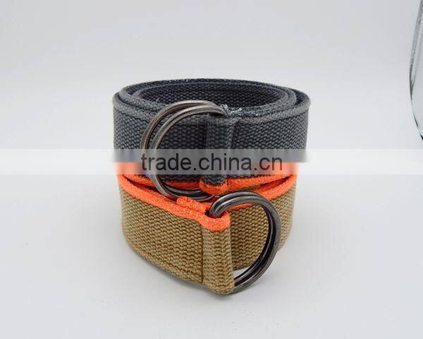 Canvas belt ouble D-ring buckles knitted men belt multy-ply fabric cotton belt cheap price