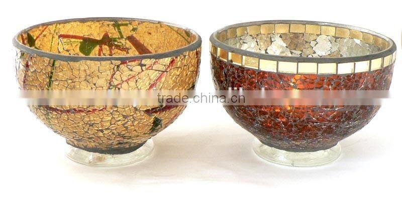 For home decorative fancy colored mosaic glass fruit bowls