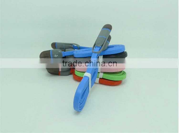 2016 most popular 1 meters long 2 in 1 flat usb cable