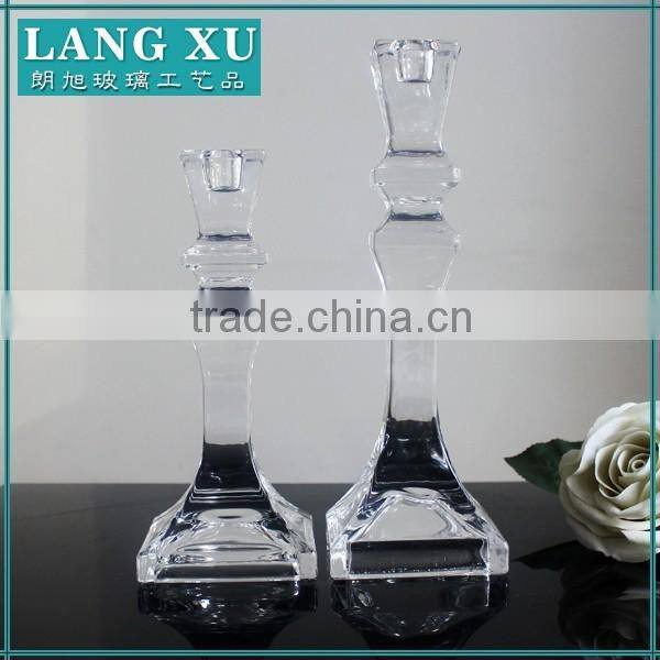 Pedestal decorative clear long stem candle holder glass