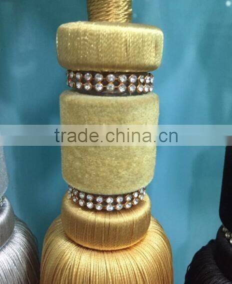 Home decor curtain accessories polyester material tieback cotton tassel trims for curtains