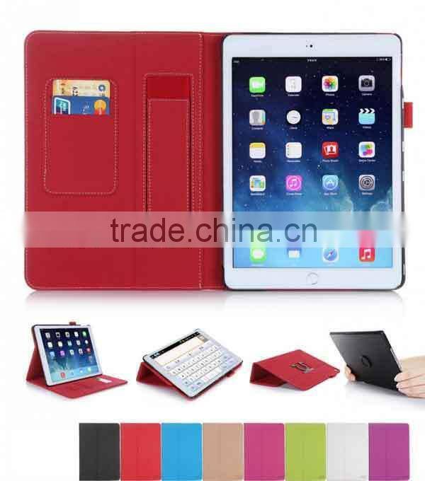 For iPad Mini 3 Cases with hand strap,card slot leather case for ipad mini 3 custom available