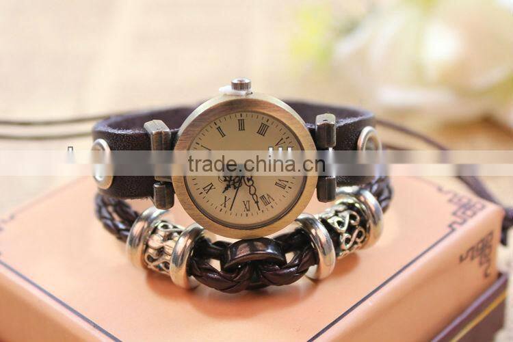 Genuine leather quartz watch