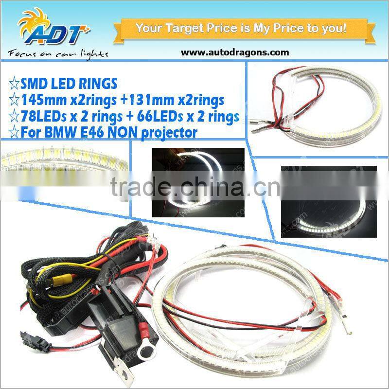 131MM 4 Ring 5050 SMD LED Halo Ring Kit For BMW E36 E46 E39 With Projector