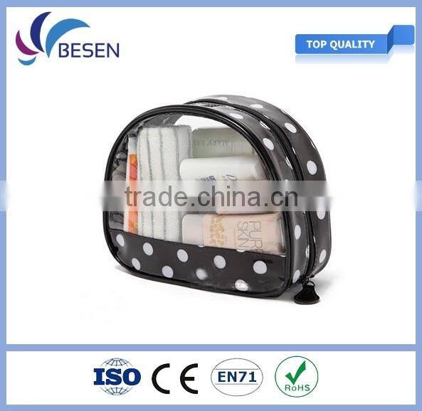 2016 fashion cosmetic bag with clear window,toiletry bag with clear window