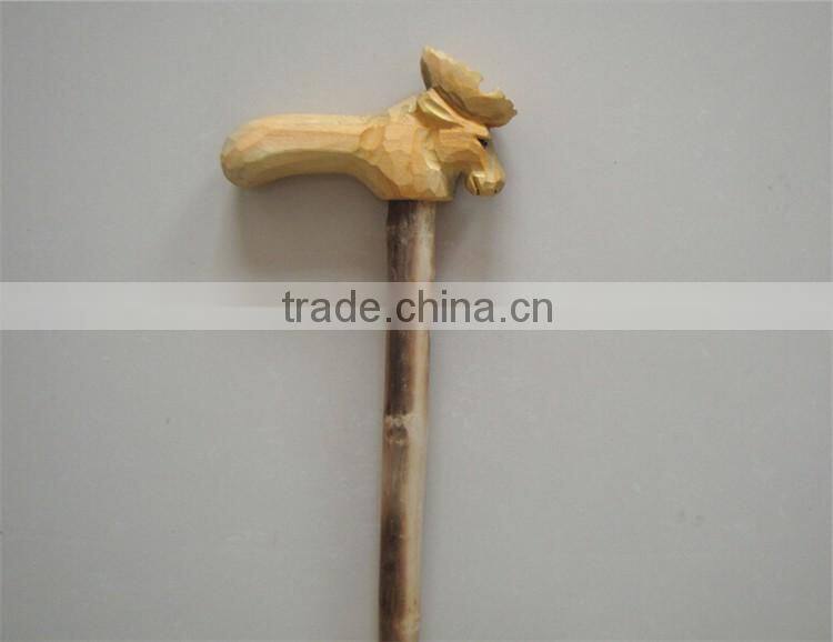 Fashion natural carved animal wooden walking stick