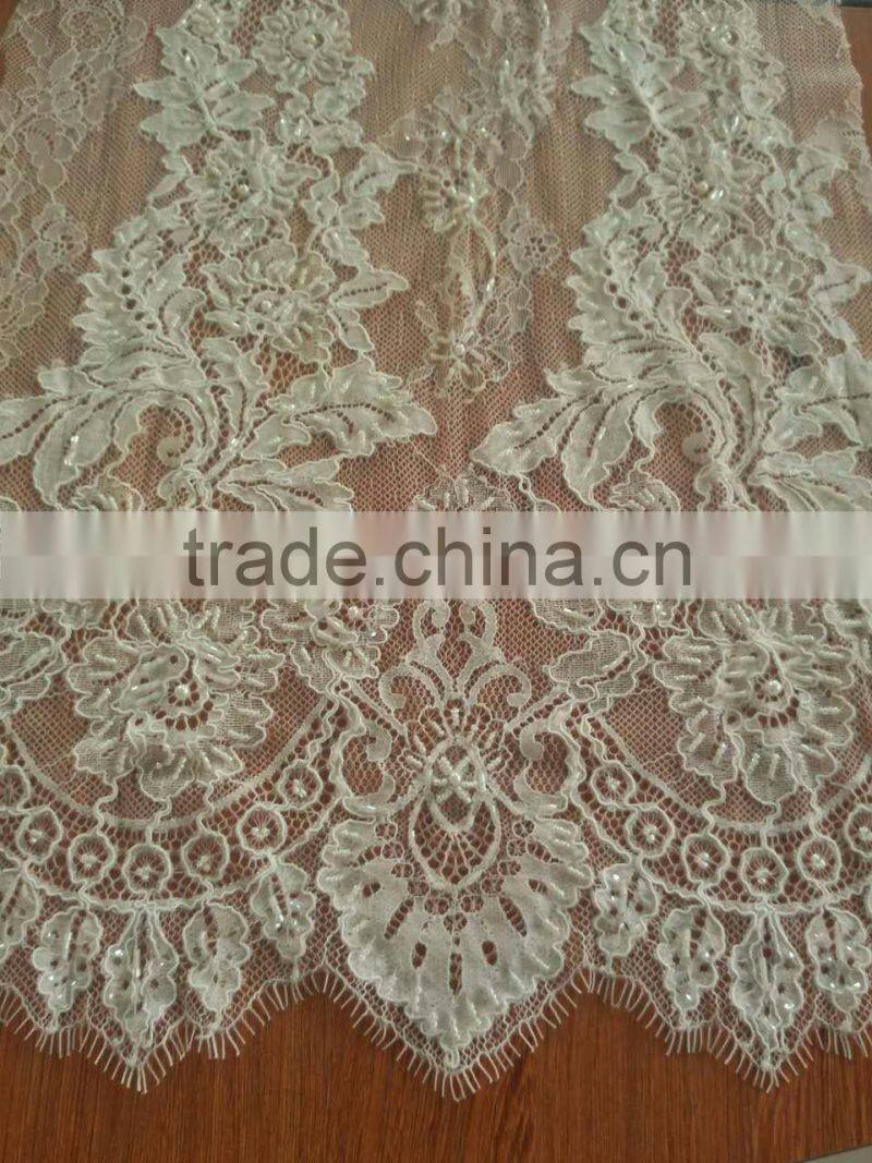 Beaded French Lace Fabric For Wedding