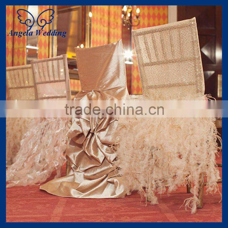 CH005R wholesale custom made fancy organza ruffled curly willow mixed color wedding chair covers