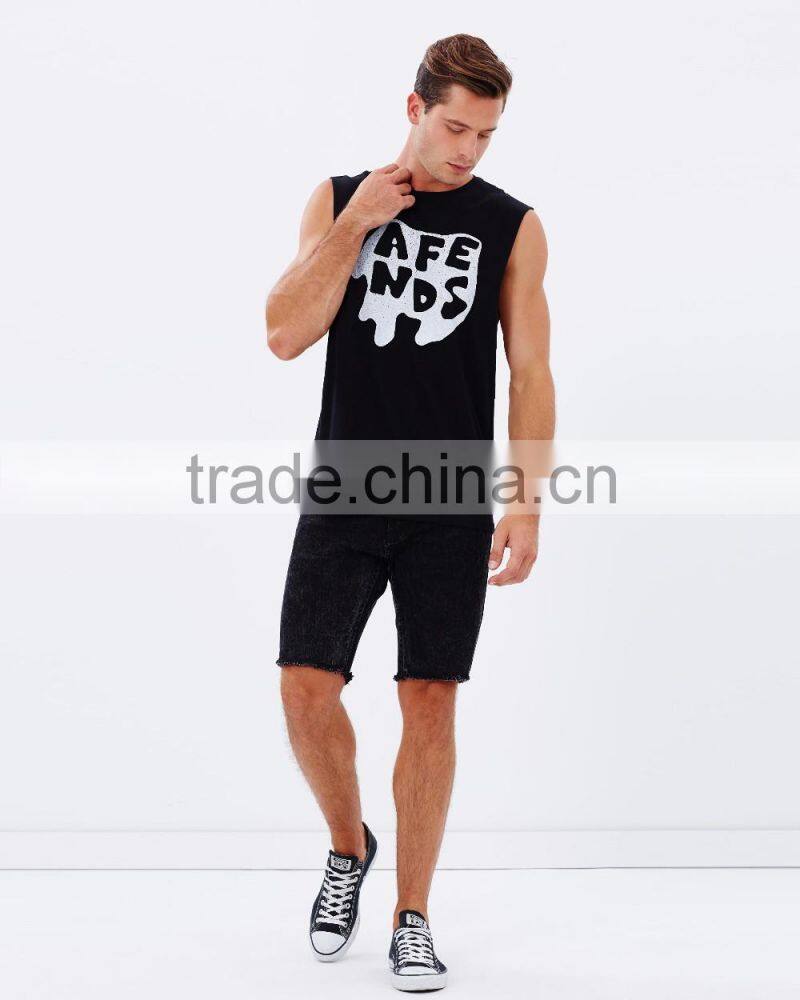 Daijun OEM wholesale black dri fit 100% cotton men printing bodybuilding tank top